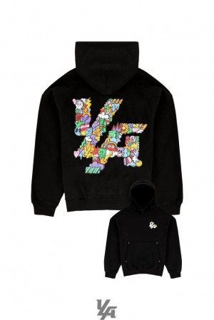 Ropa De Abrigo YoungLA Trippy Logo Hoodies Hombre Negras | 31GCEKURZ