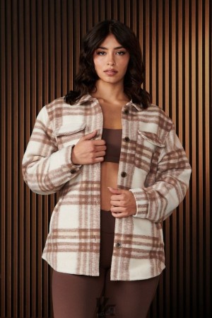 Ropa De Abrigo YoungLA Urban Shacket Mujer Beige | 89OSRAMYF