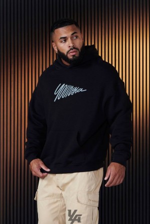 Ropa De Abrigo YoungLA Wavy Hoodies Hombre Negras | 42QLJKNXS
