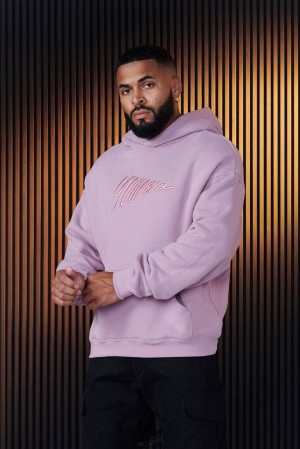 Ropa De Abrigo YoungLA Wavy Hoodies Hombre Lavanda | 24UWLOYPE