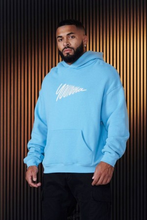 Ropa De Abrigo YoungLA Wavy Hoodies Hombre Rojas Azules | 86OKPSYTG