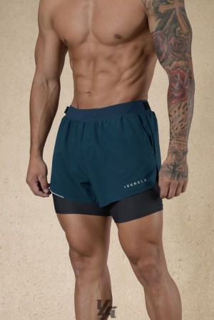 Short YoungLA 6am Compression Shorts Hombre Turquesa | 38IXYTJHO