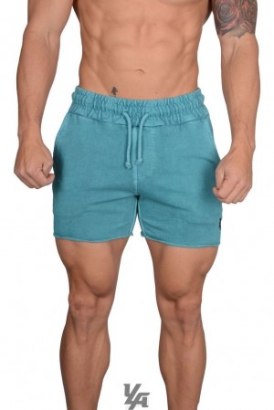 Short YoungLA Bodybuilding French Terry Shorts Hombre Turquesa Azules | 32DZHRJUV