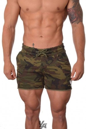 Short YoungLA Bodybuilding French Terry Shorts Hombre Camuflaje Verde | 27QKRVCFS