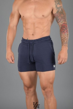 Short YoungLA Bodybuilding French Terry Shorts Hombre Azul Marino | 13LUQVCXS