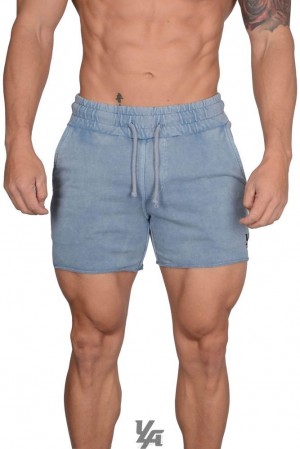 Short YoungLA Bodybuilding French Terry Shorts Hombre Azules | 07SDXLIBE