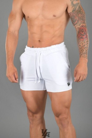 Short YoungLA Bodybuilding French Terry Shorts Hombre Blancas | 06ZFOTWYH