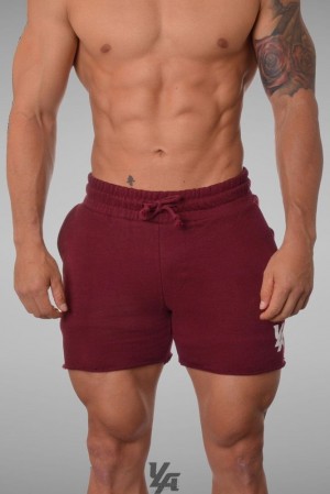Short YoungLA Bodybuilding French Terry Shorts Hombre Burdeos | 63NPFMHRJ