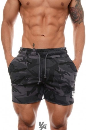 Short YoungLA Bodybuilding French Terry Shorts Hombre Camuflaje Negras | 62DEMHZQC