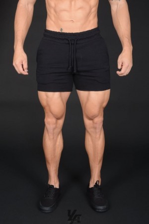 Short YoungLA Bodybuilding French Terry Shorts Hombre Negras | 61UAGRBHM
