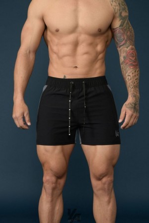 Short YoungLA Bodybuilding Shorts Hombre Negras Gris | 13TLZCPEU