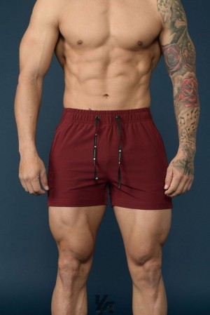 Short YoungLA Bodybuilding Shorts Hombre Burdeos | 08YLESBZX