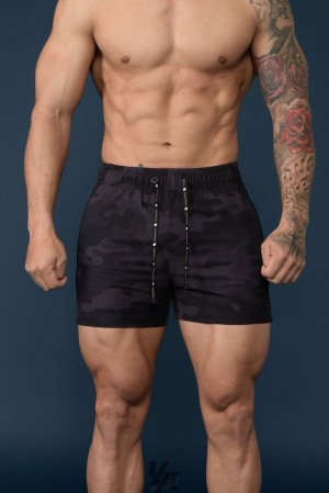 Short YoungLA Bodybuilding Shorts Hombre Camuflaje Negras | 70GRAUMPI