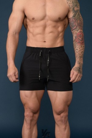 Short YoungLA Bodybuilding Shorts Hombre Negras | 67IUBGHWF