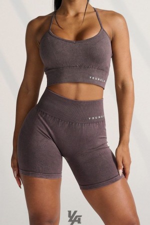 Short YoungLA Carbon Scrunch Biker Shorts Mujer Moradas | 15PBHYQWE