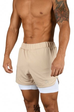 Short YoungLA Compression Shorts 2.0 Hombre Beige Blancas | 41OMWNUZD