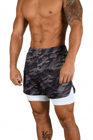 Short YoungLA Compression Shorts 2.0 Hombre Negras Camuflaje Blancas | 29QJSNVEA
