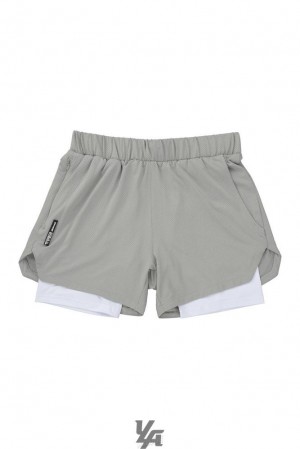 Short YoungLA Compression Shorts 2.0 Hombre Gris Claro Blancas | 71KOZDMSQ