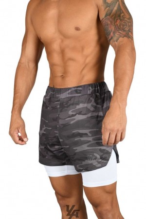 Short YoungLA Compression Shorts 2.0 Hombre Gris Camuflaje Blancas | 64AYOPWIG
