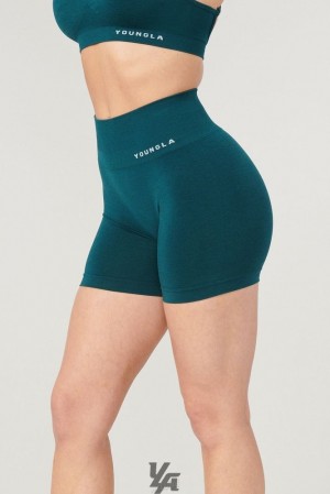 Short YoungLA Core Seamless Scrunch Shorts Fall 23 Mujer Turquesa | 48PTZQOUY