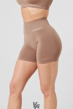 Short YoungLA Core Seamless Scrunch Shorts Fall 23 Mujer Marrones | 48IAMDFJU