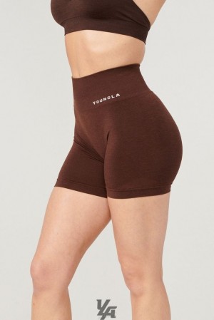 Short YoungLA Core Seamless Scrunch Shorts Fall 23 Mujer Marrones | 42YOKUQMI