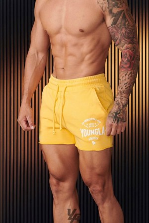 Short YoungLA Immortal Shorts Hombre Amarillo Azules | 31ILYMOWR