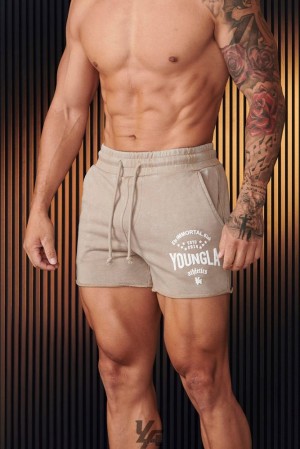 Short YoungLA Immortal Shorts Hombre Beige Azules | 08MJGNDQP