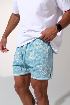 Short YoungLA Infamous Bandana Shorts Hombre Azules Claro | 87FHZPWUB