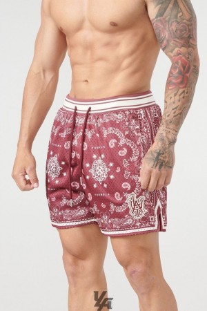 Short YoungLA Infamous Bandana Shorts Hombre Burdeos | 57LTMGWDZ