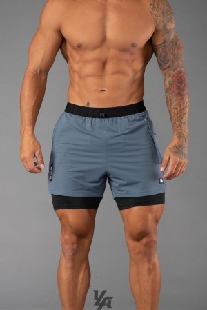 Short YoungLA Performance Line Compression Shorts Hombre Azules | 51RPLWXMO