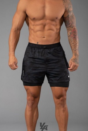 Short YoungLA Performance Line Compression Shorts Hombre Camuflaje Negras | 51PKYVRQM