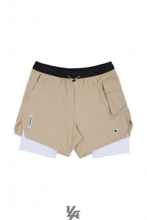 Short YoungLA Performance Line Compression Shorts Hombre Beige | 04VWXFUIO