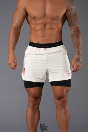 Short YoungLA Performance Line Compression Shorts Hombre Blancas | 85HGLSKQC