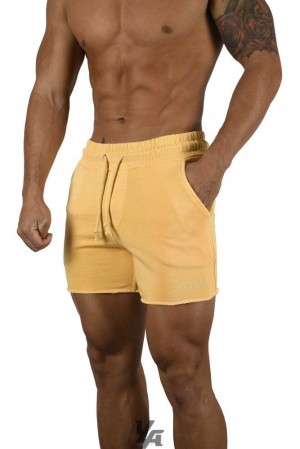 Short YoungLA Shorts Pigment Washed Hombre Amarillo Azules | 04NGMVHFR