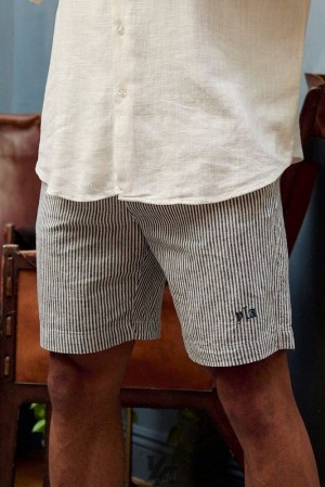 Short YoungLA Simply Linen Shorts Hombre Azules | 04FCHNKIV