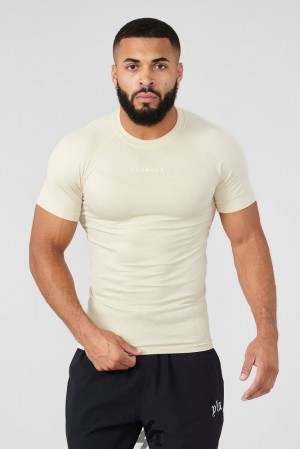 Short YoungLA Supervillain Compression Tees Hombre Beige | 51QGWOPVL