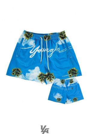 Short YoungLA The Block Party Shorts Hombre Signature Clouds | 19KDPGJFW