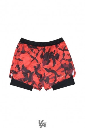 Short YoungLA Trilogy Camo Compression Shorts Hombre Rojas Camuflaje | 90AFRHKVL