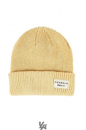 Sombreros YoungLA Cuffed Beanies Hombre Beige | 64KONTGXE