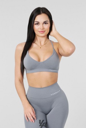 Sujetador Deportivo YoungLA Core Seamless Sports Bra Mujer Gris | 37PZBSVIG