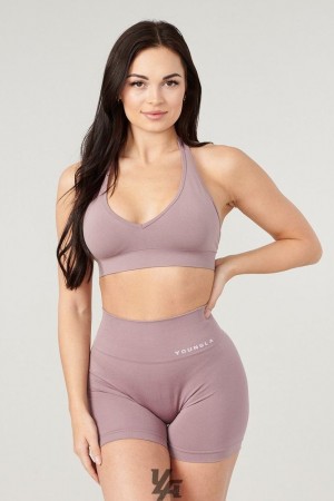 Sujetador Deportivo YoungLA Core Seamless Halter Sports Bra Mujer Moradas | 13GCHODVN