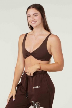Sujetador Deportivo YoungLA Spiral Sports Bra Mujer Marrones | 31VBOYQDJ