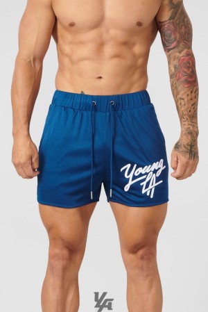 Tees YoungLA Shorts August 8th Hombre Azul Marino | 95FPOILMB