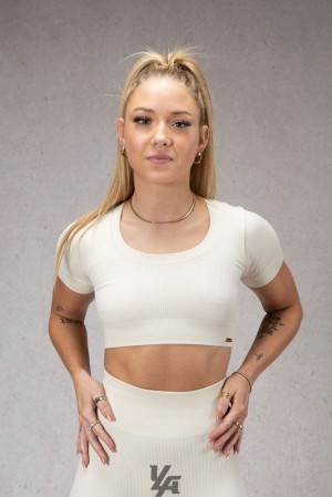 Tops YoungLA Confidence Short Sleeve Mujer Birch | 42PQADUIO