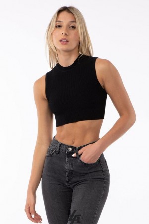 Tops YoungLA Contour Ribbed Tank Mujer Negras | 40LDPBOGN