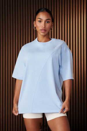 Tops YoungLA Curve Oversize Tee Mujer Azules Azules | 87SBYVGDO