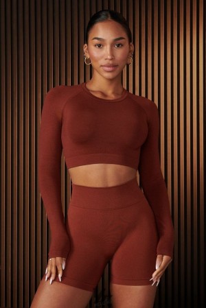 Tops YoungLA Curve Seamless Long Sleeve Mujer Spicy | 04AECKSZQ