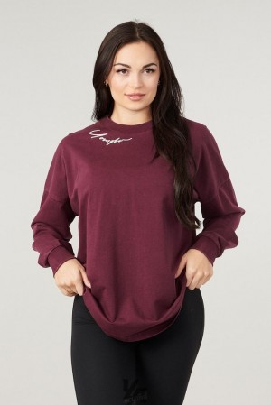 Tops YoungLA Emblem Long Sleeve Tee Mujer Burdeos | 85RLDFKBV