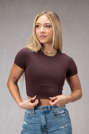 Tops YoungLA Fitted Foam Tee Mujer Pecan | 17IXWCTRJ
